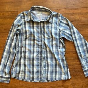 Columbia Gray and Blue Plaid Shirt